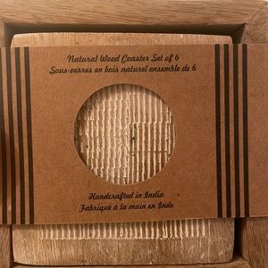 Natural wood coaster set of six